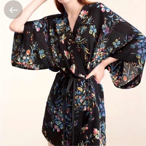Zara | Other | Zara Floral Embroidered Wrap Kimono Mini Dress | Poshmark